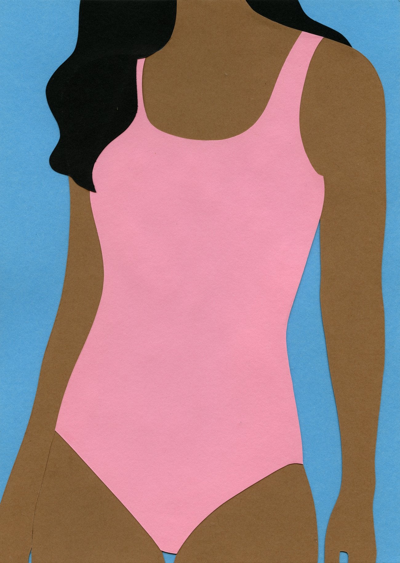 Pink Swimsuit Black Hair