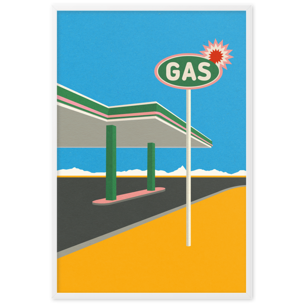 Framed Poster Art Print Illustration – Spark Gas Station