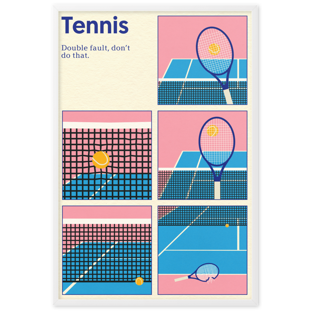 Framed Poster Art Print Illustration – Tennis Double Fault