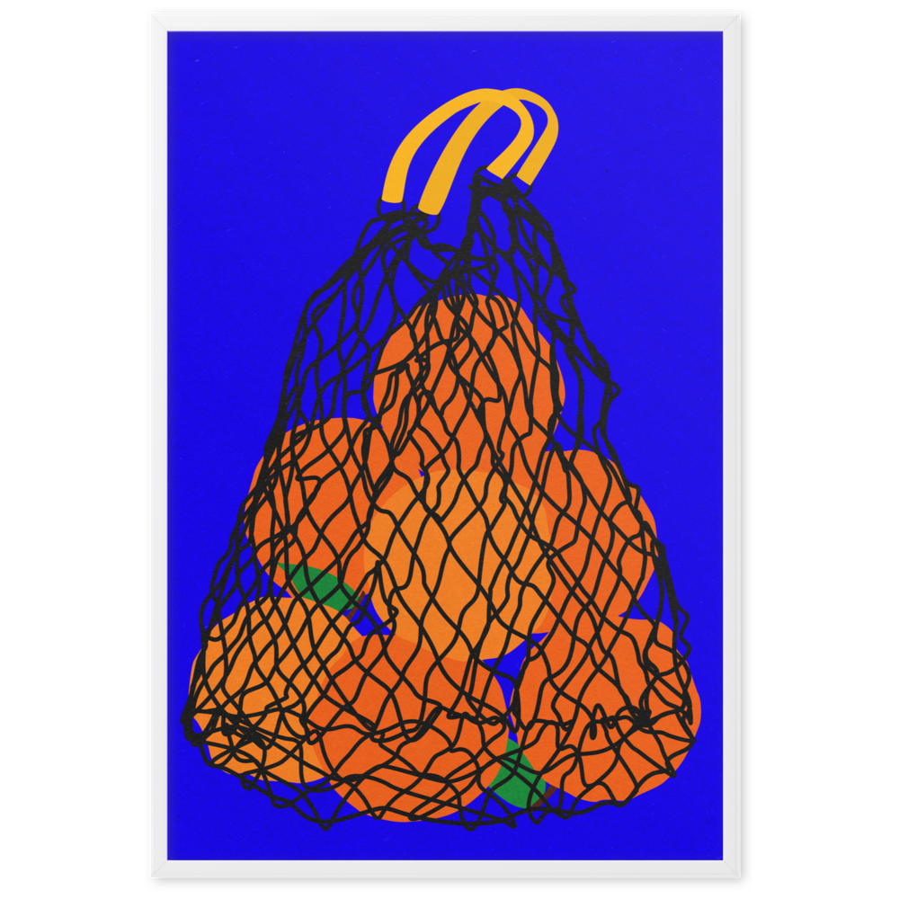 Framed Fine Art Print – Oranges In A Net Bag