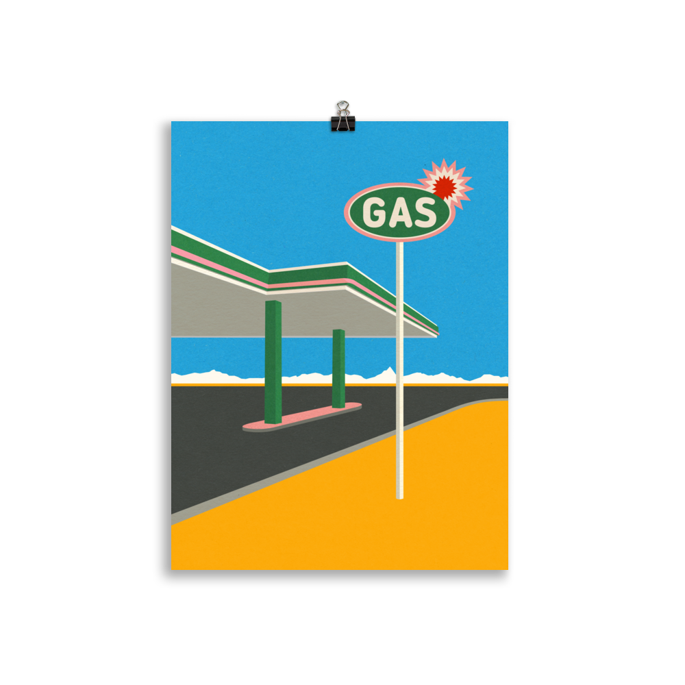 Poster Art Print Illustration – Spark Gas Station