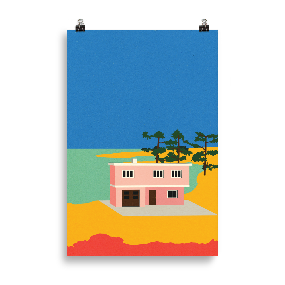 Poster Art Print Illustration – Modern House By The Sea