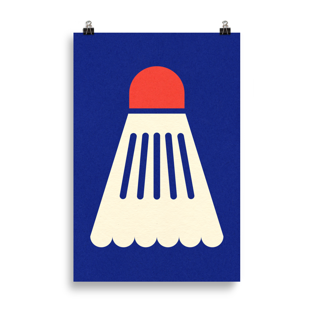 Poster Art Print Illustration – Badminton White Red