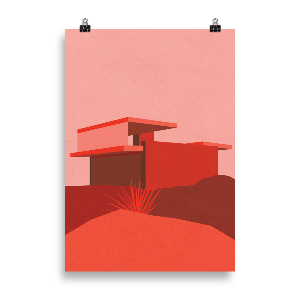 Poster Art Print Illustration – Kaufmann Desert House Red Edition