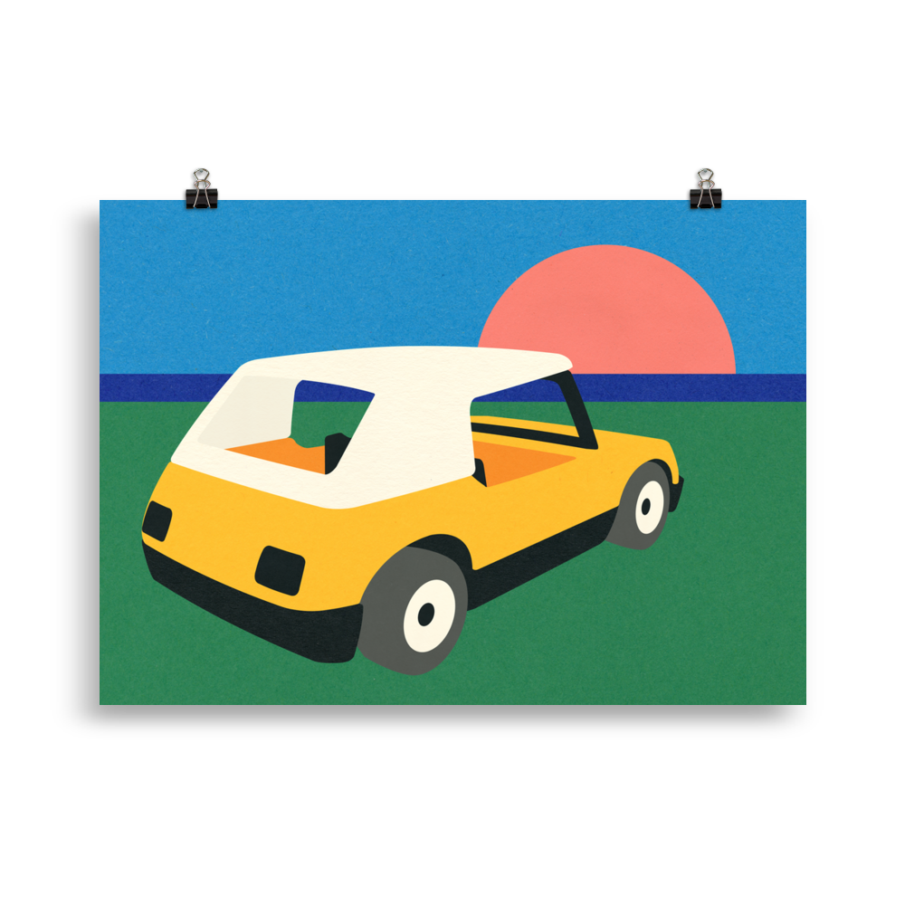 Poster Art Print Illustration – Sunset Car