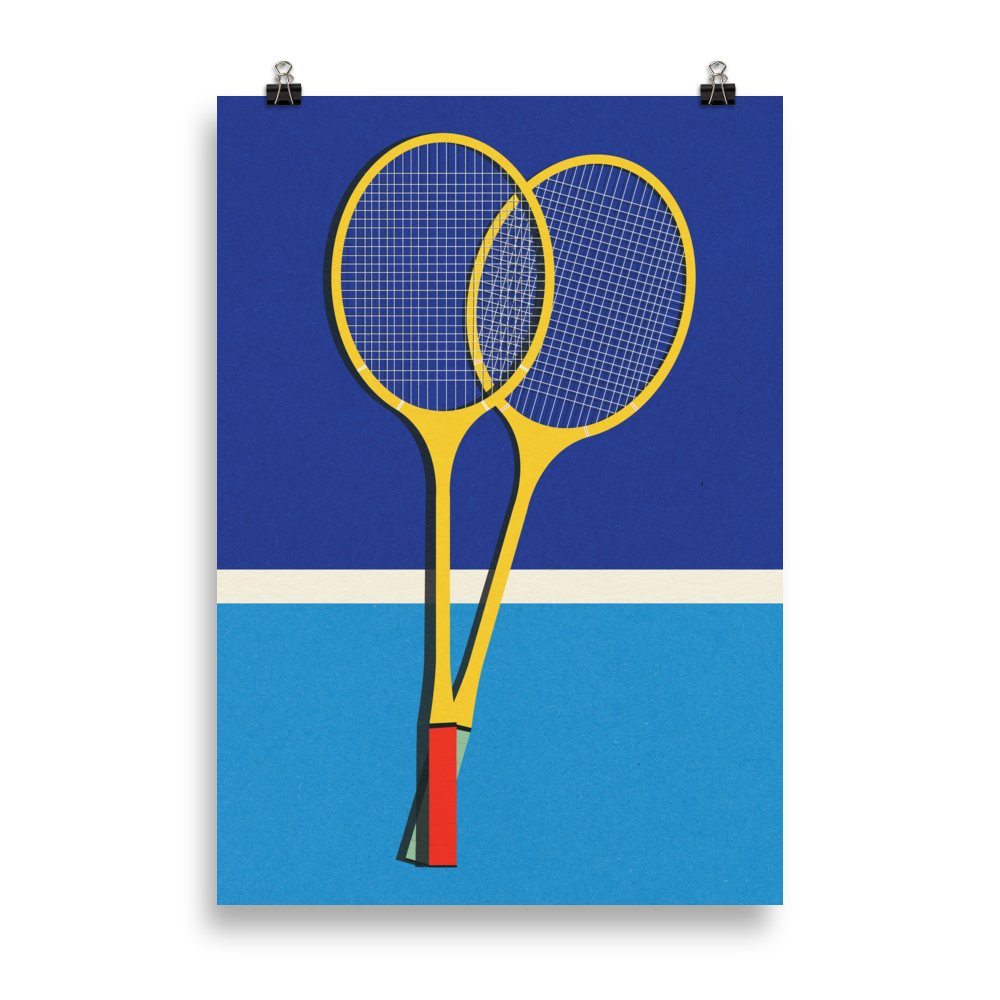 Poster Art Print Illustration – Wooden Badminton Rackets