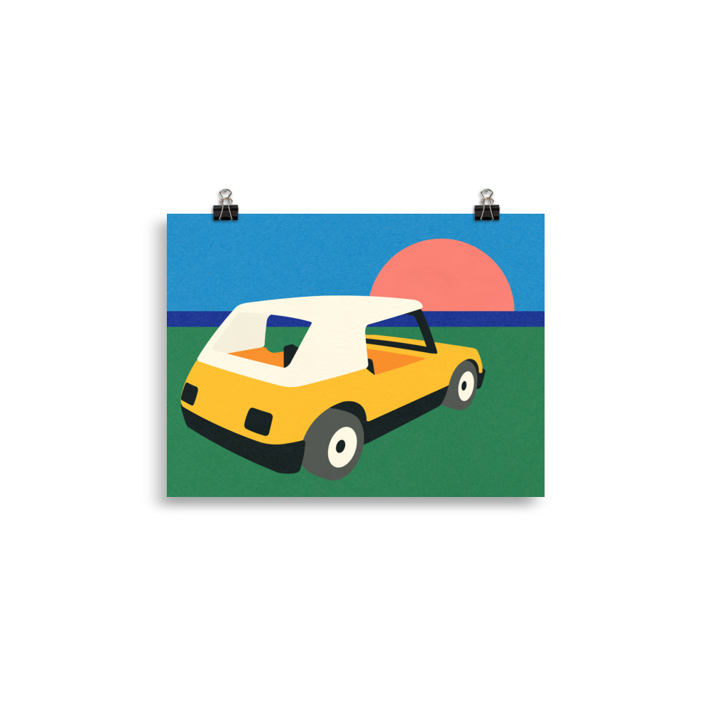 Poster Art Print Illustration – Sunset Car