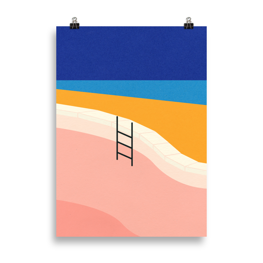 Poster Art Print Illustration – Pool By The Ocean