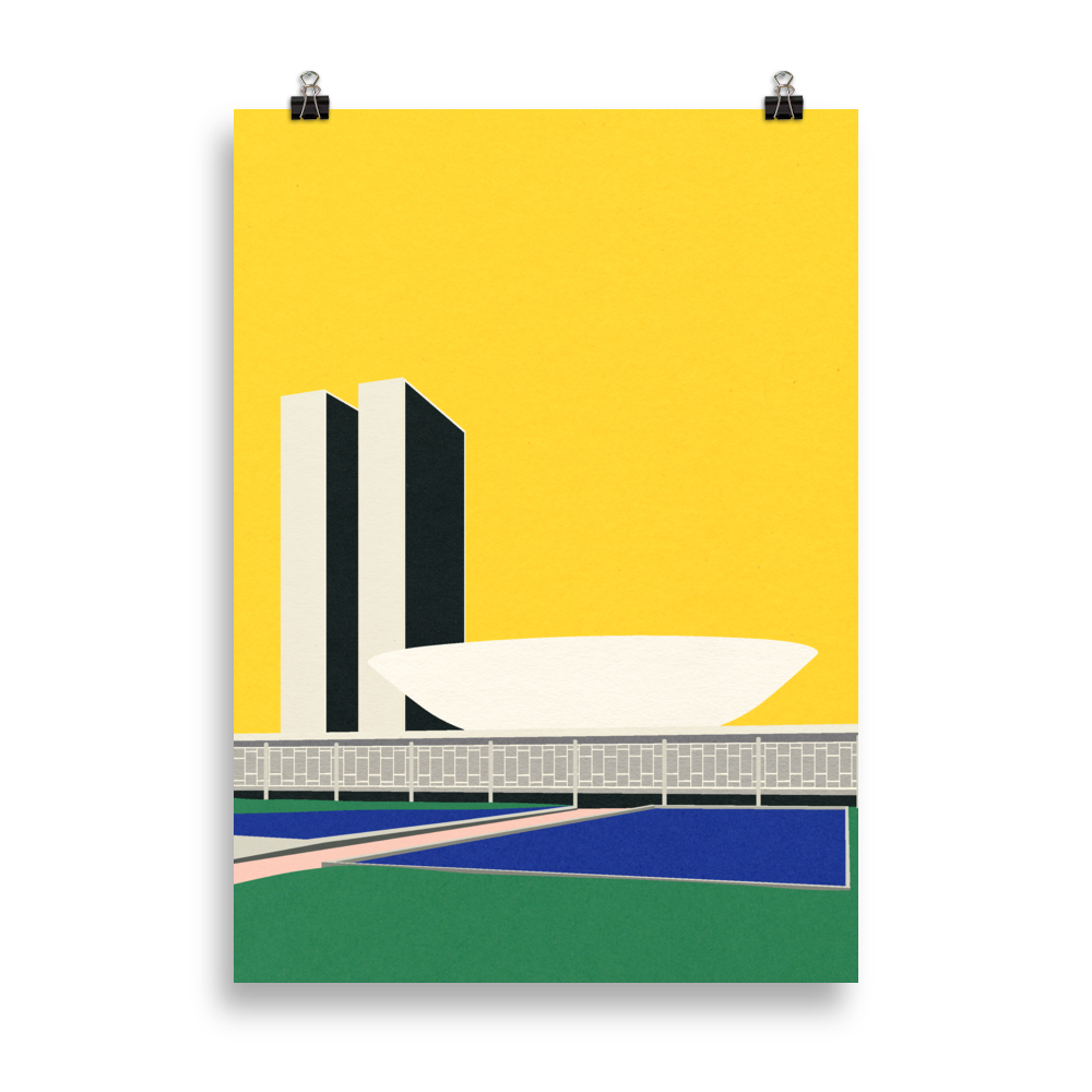 Poster Art Print Illustration – Congresso Nacional Brasilia by Oscar Niemeyer