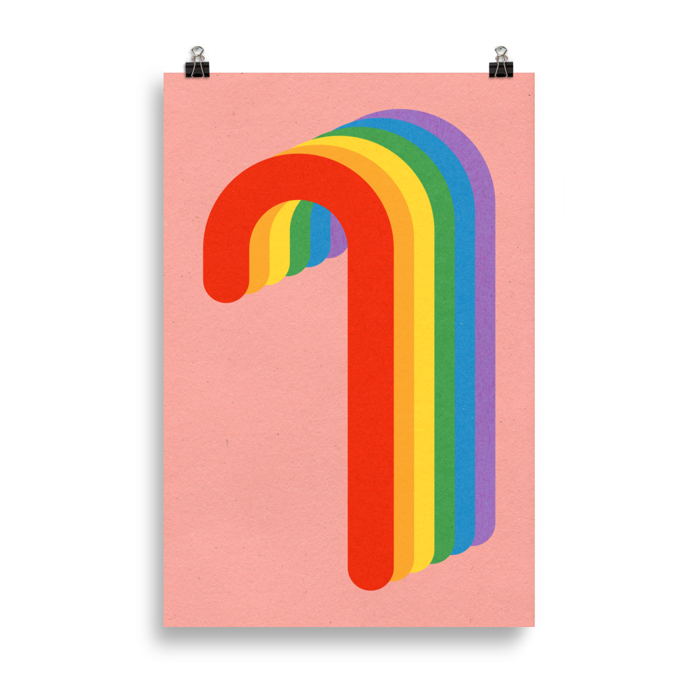 Poster Art Print Illustration – Rainbow Candy Cane