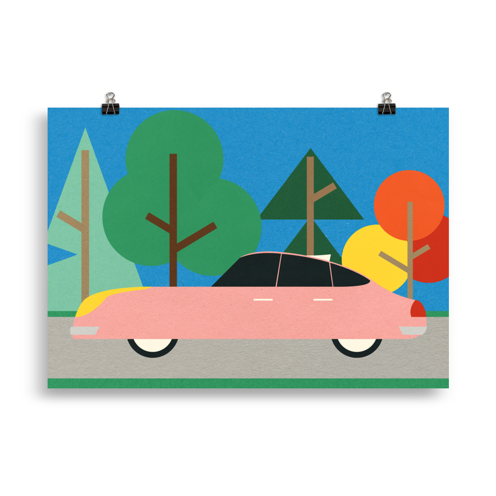 Poster Art Print Illustration – Oldschool Future Car