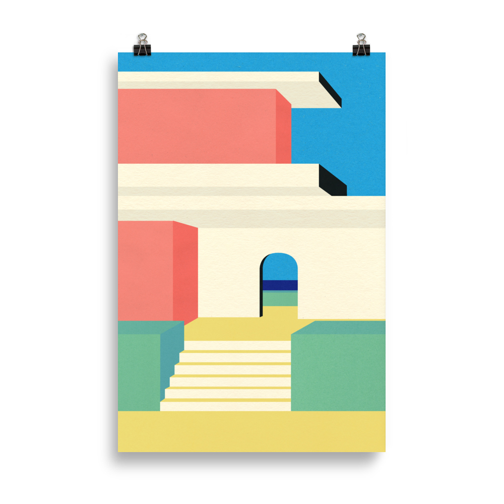 Poster Art Print Illustration – Santa Cruz Beach House