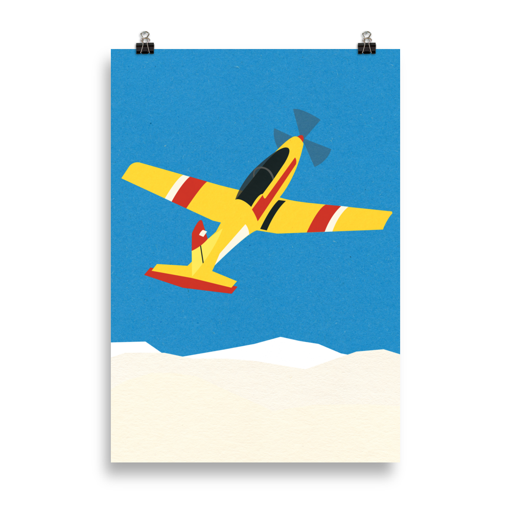 Poster Art Print Illustration – Aircraft Over The Clouds
