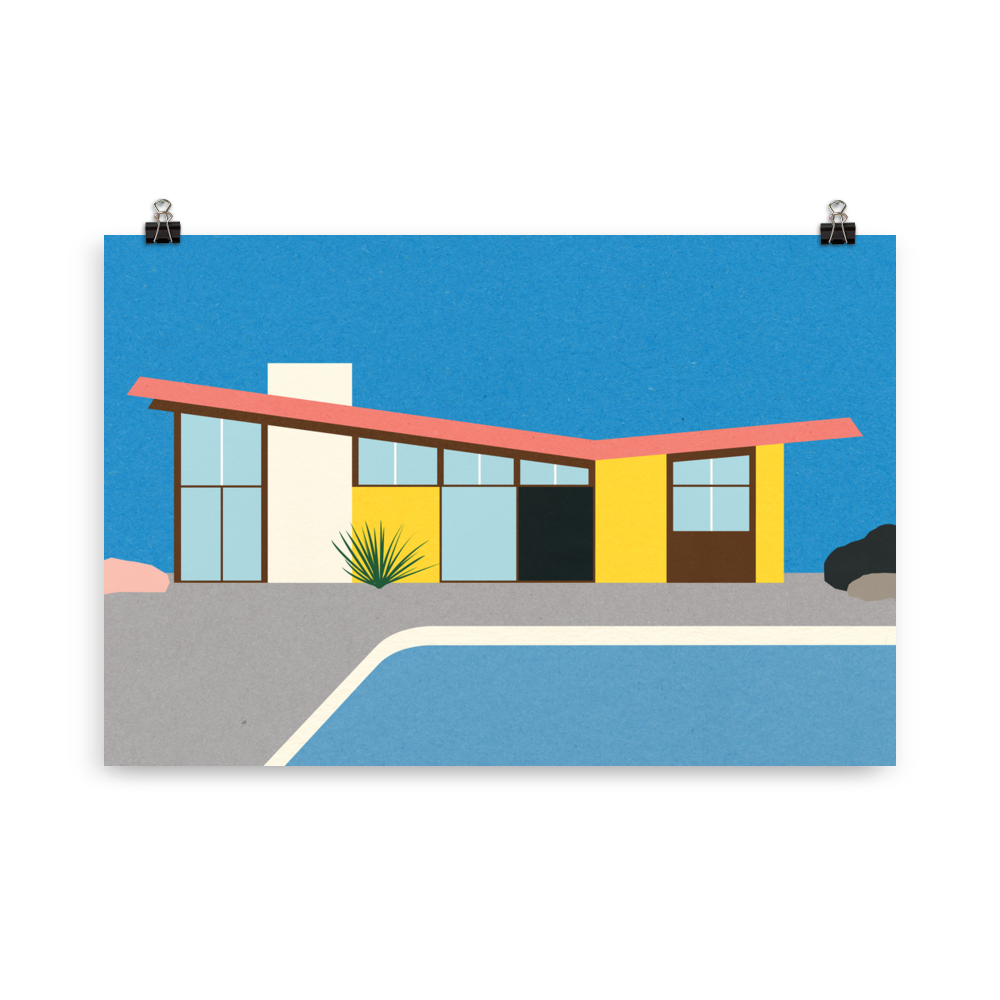 Poster Art Print Illustration – Krisel Butterfly Roof Palm Springs