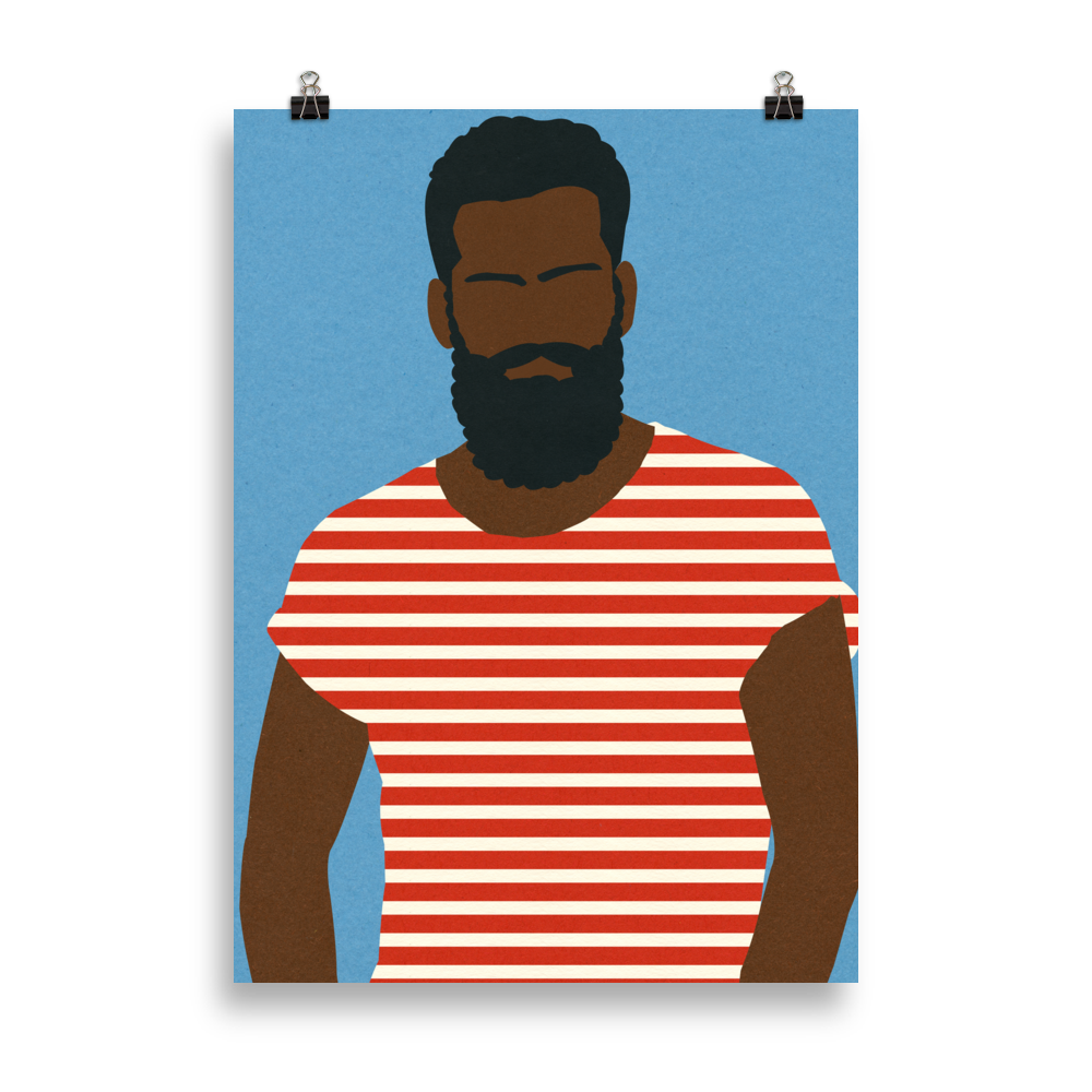 Poster Art Print Illustration – Man With Striped Shirt