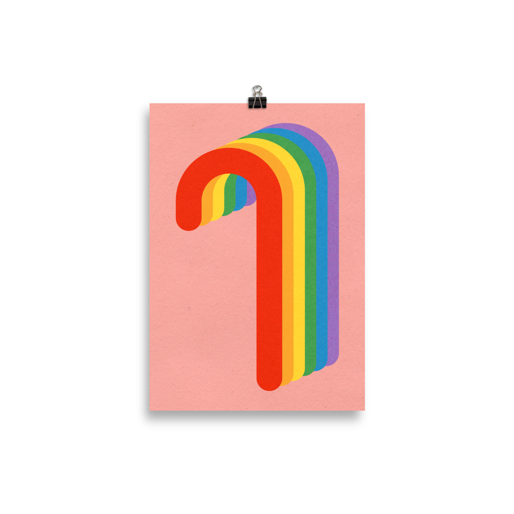 Poster Art Print Illustration – Rainbow Candy Cane