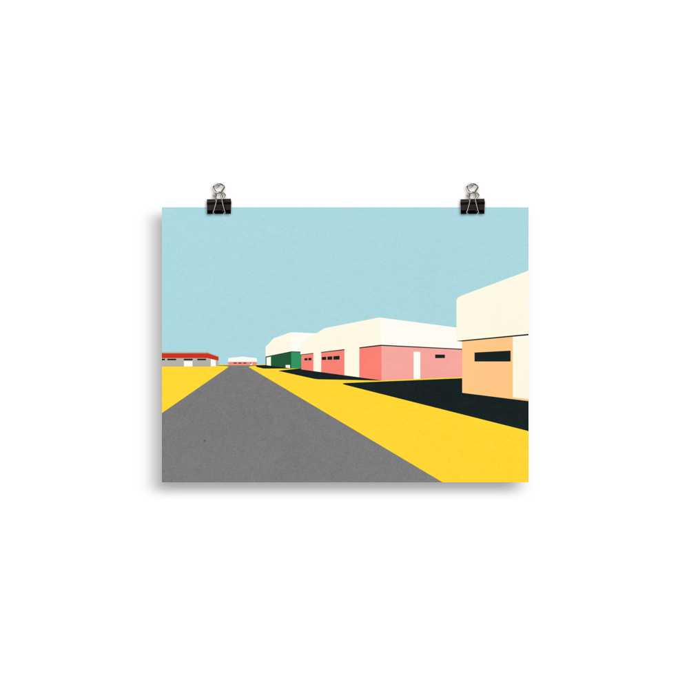 Poster Art Print Illustration – Desert Warehouses