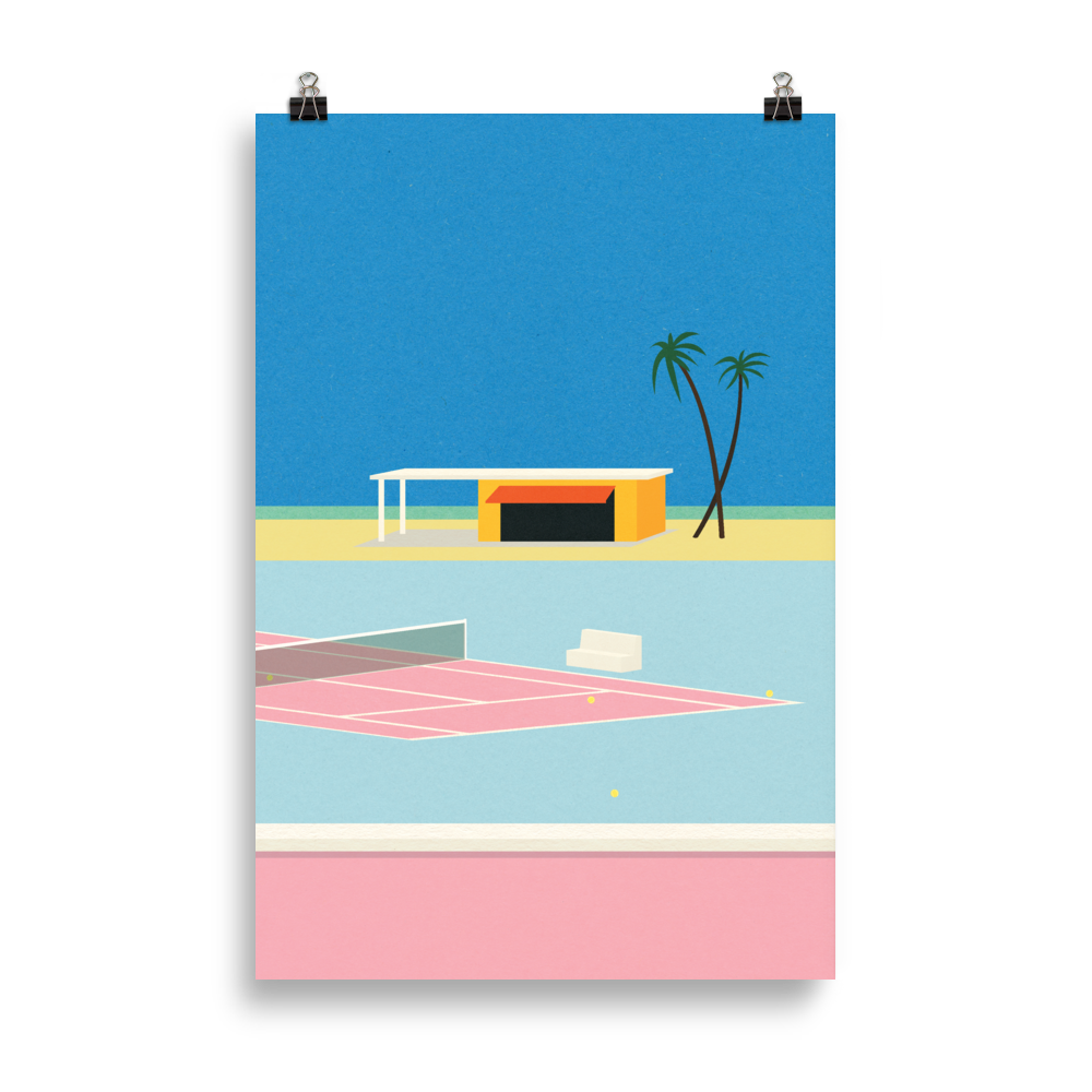 Poster Art Print Illustration – Tennis By The Beach
