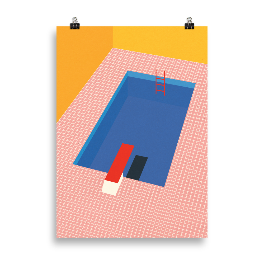 Poster Art Print Illustration – Backyard Pool