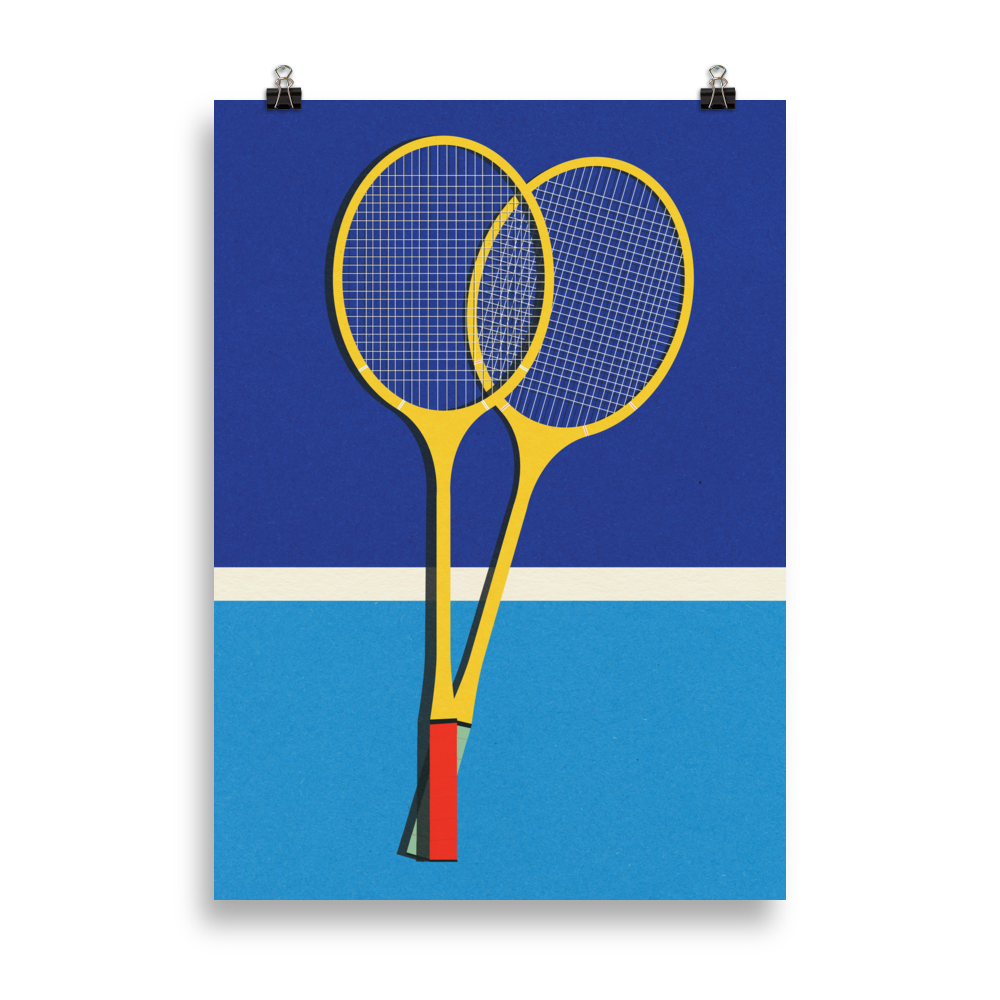 Poster Art Print Illustration – Wooden Badminton Rackets