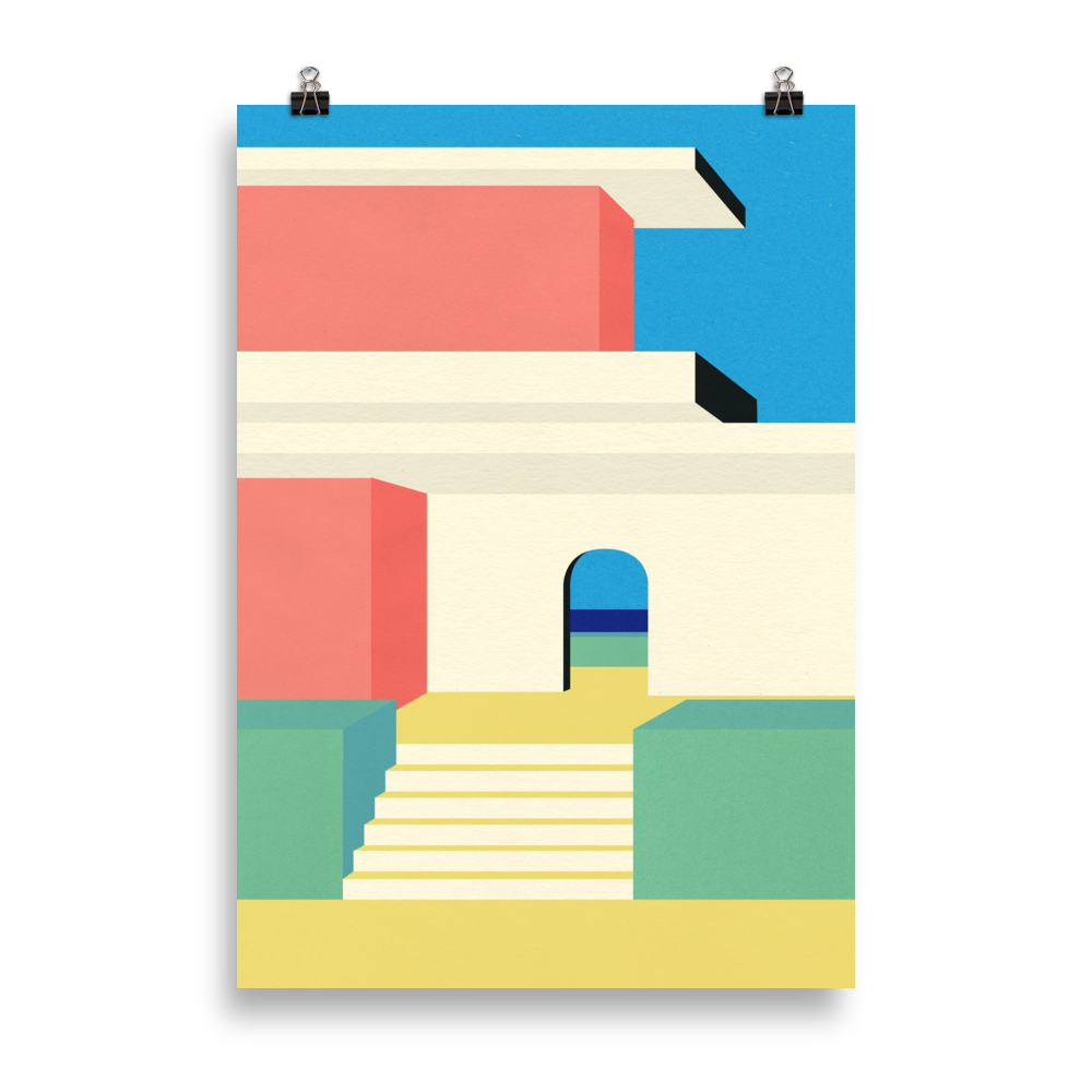 Poster Art Print Illustration – Santa Cruz Beach House
