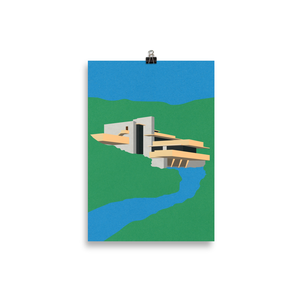 Poster Art Print Illustration – Frank Lloyd Wright Falling Water