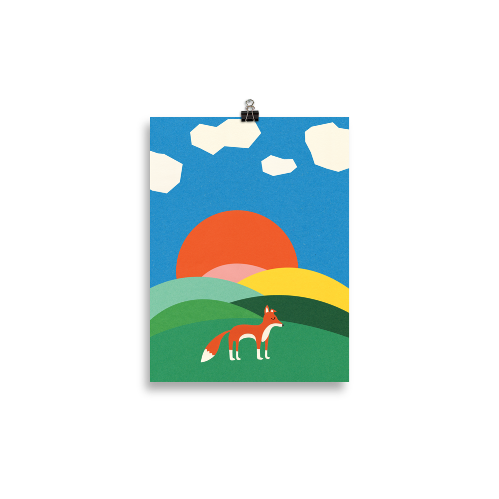 Poster Art Print Illustration – Fox on the field