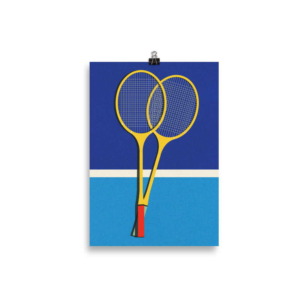 Poster Art Print Illustration – Wooden Badminton Rackets