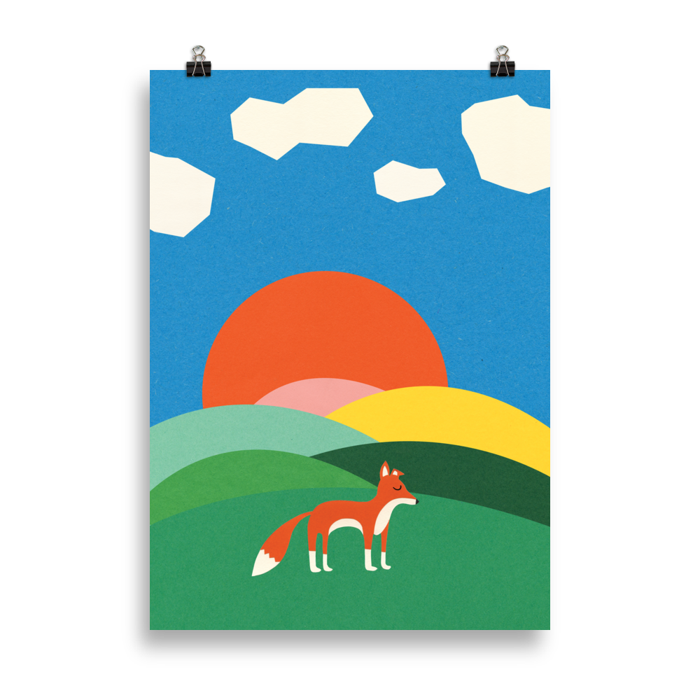 Poster Art Print Illustration – Fox on the field