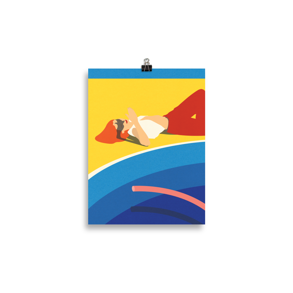 Poster Art Print Illustration – Viktoria at the pool