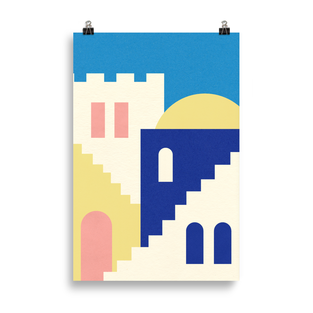 Poster Art Print Illustration – Houses And Stairs Of Rabat