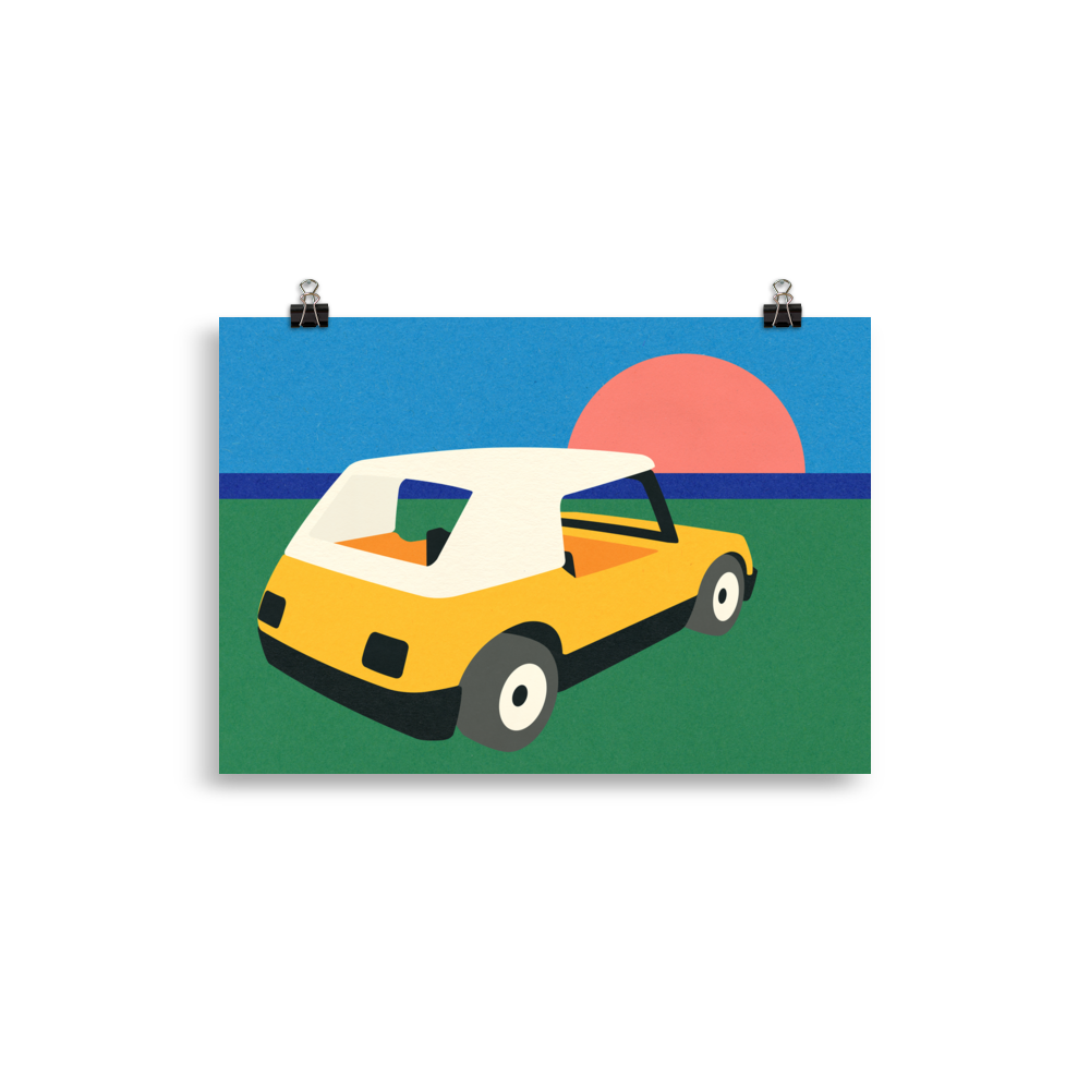 Poster Art Print Illustration – Sunset Car