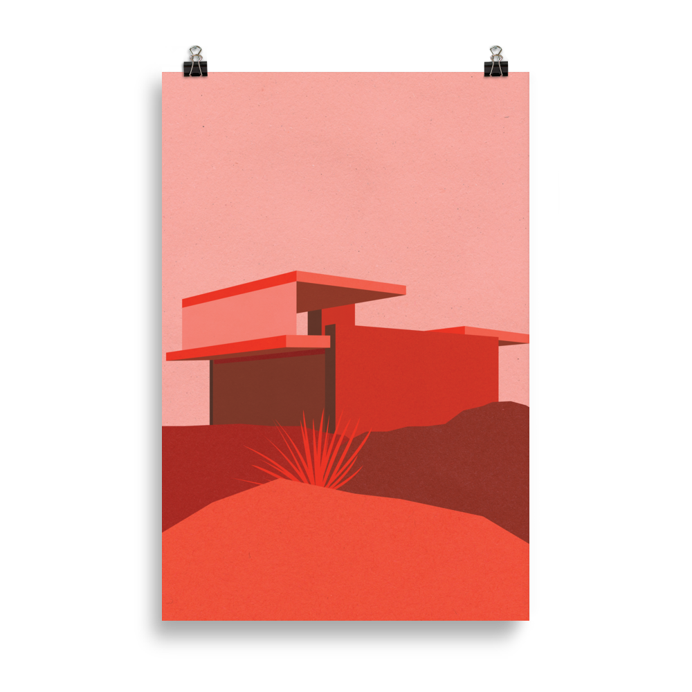 Poster Art Print Illustration – Kaufmann Desert House Red Edition