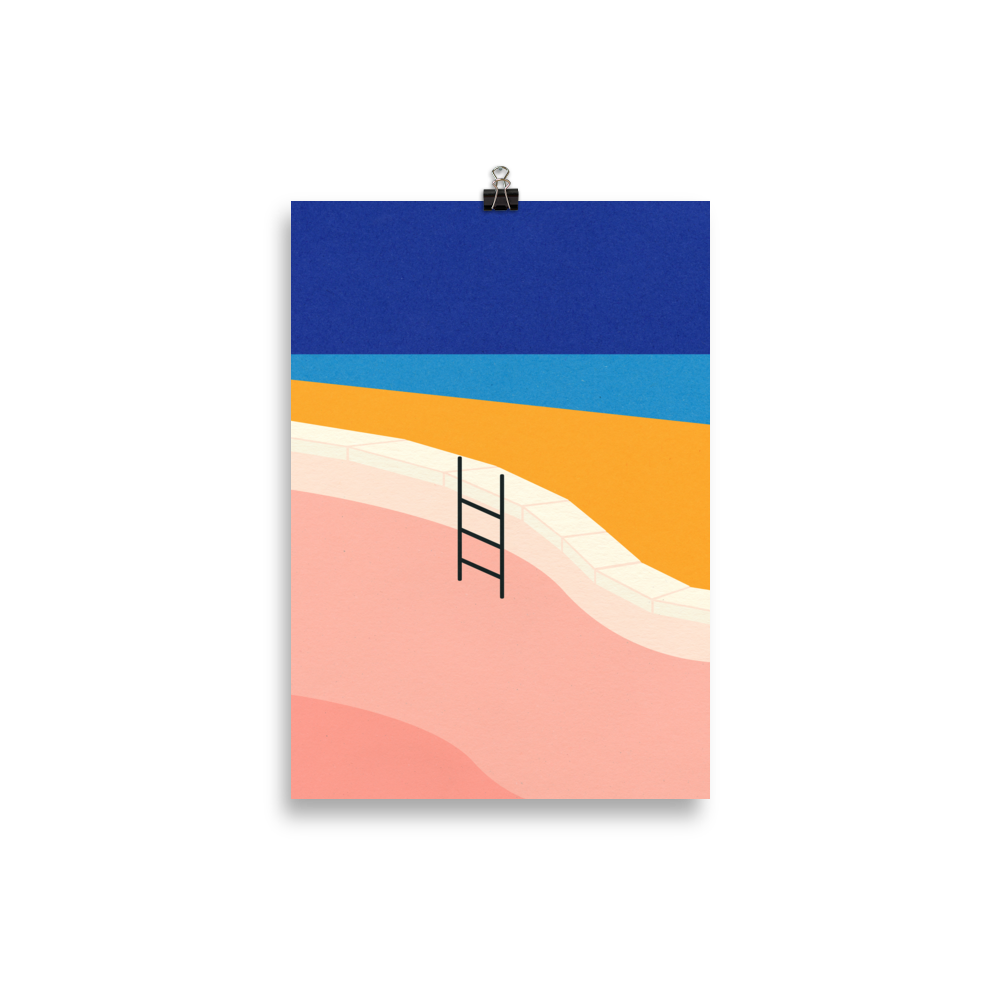 Poster Art Print Illustration – Pool By The Ocean
