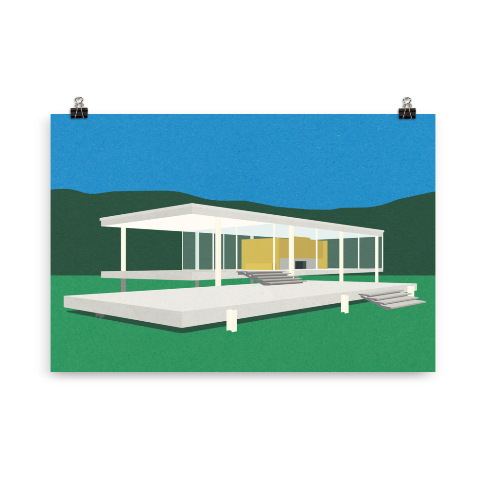 Poster Art Print Illustration – Ludwig Mies van der Rohe Farnsworth House