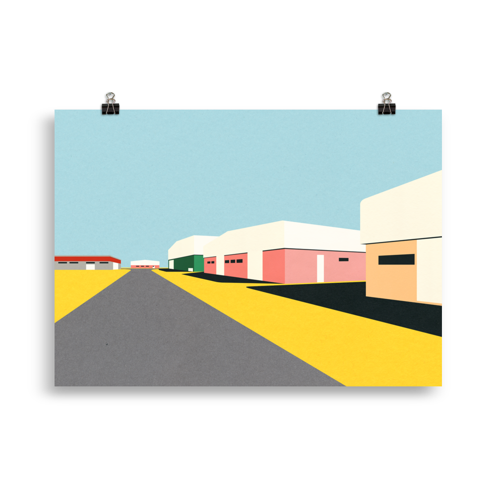 Poster Art Print Illustration – Desert Warehouses