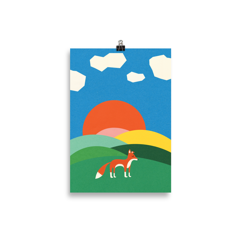 Poster Art Print Illustration – Fox on the field