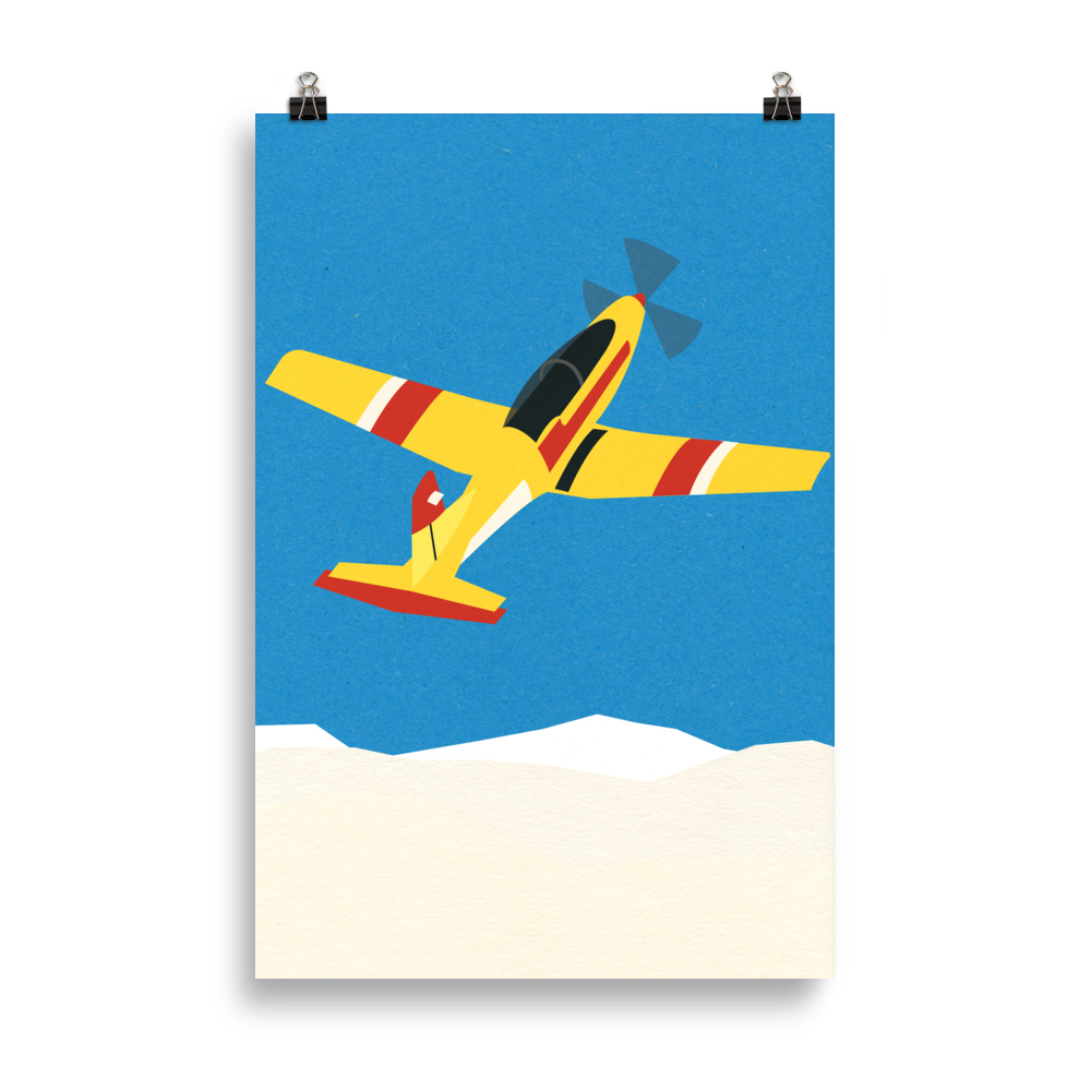 Poster Art Print Illustration – Aircraft Over The Clouds