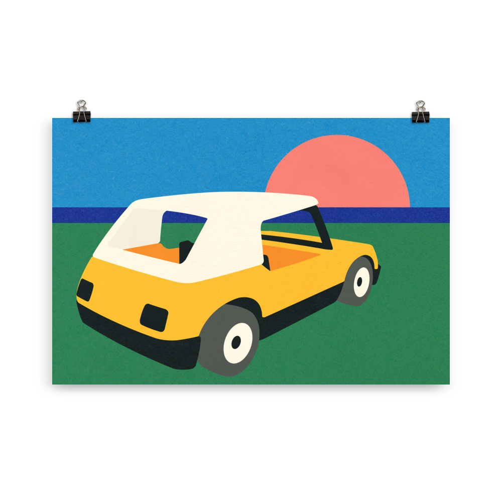 Poster Art Print Illustration – Sunset Car