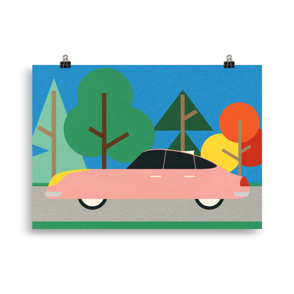 Poster Art Print Illustration – Oldschool Future Car