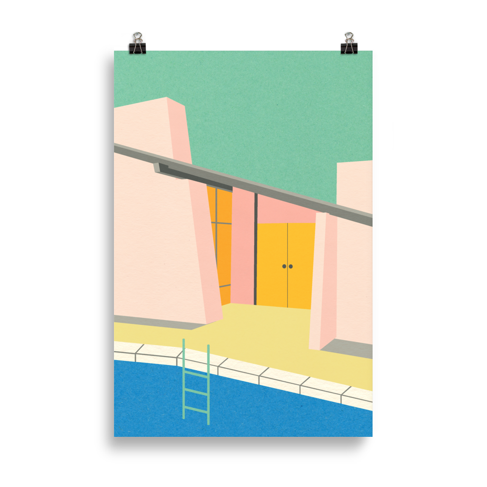 Poster Art Print Illustration – Mid Century Pool House