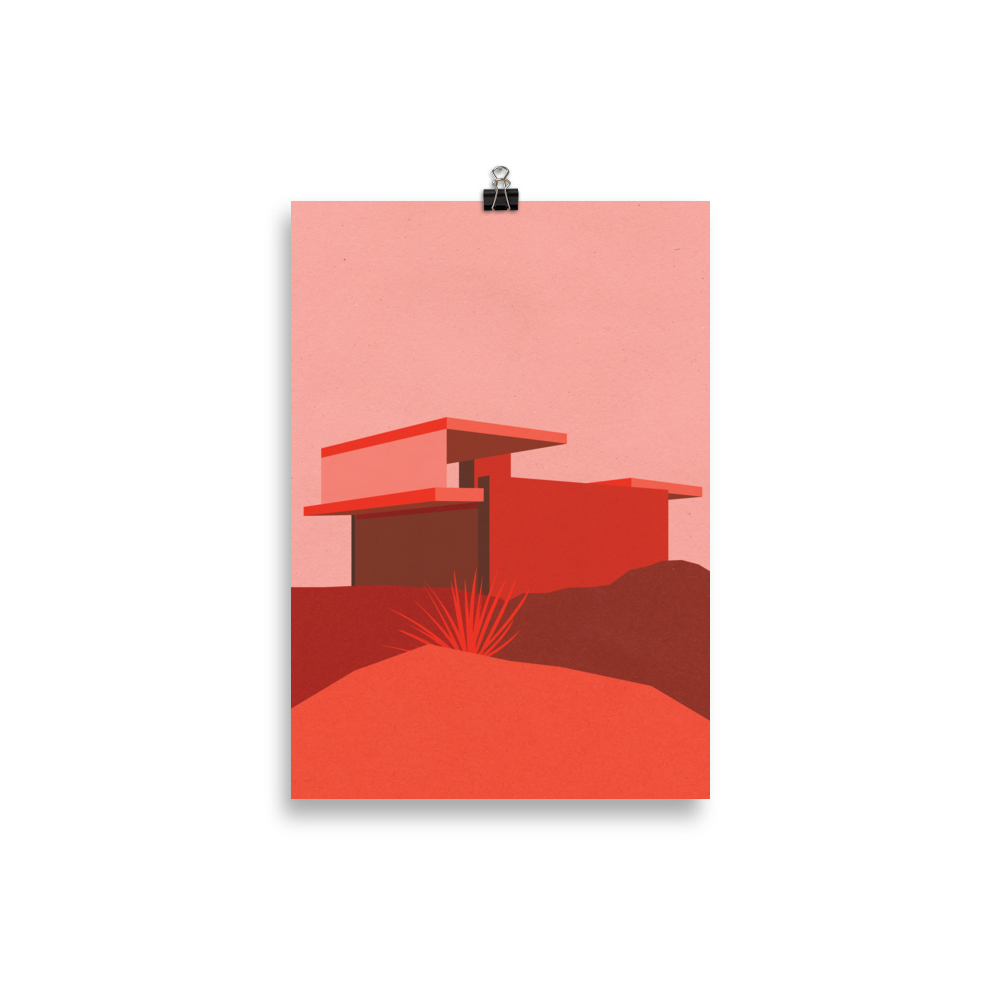 Poster Art Print Illustration – Kaufmann Desert House Red Edition