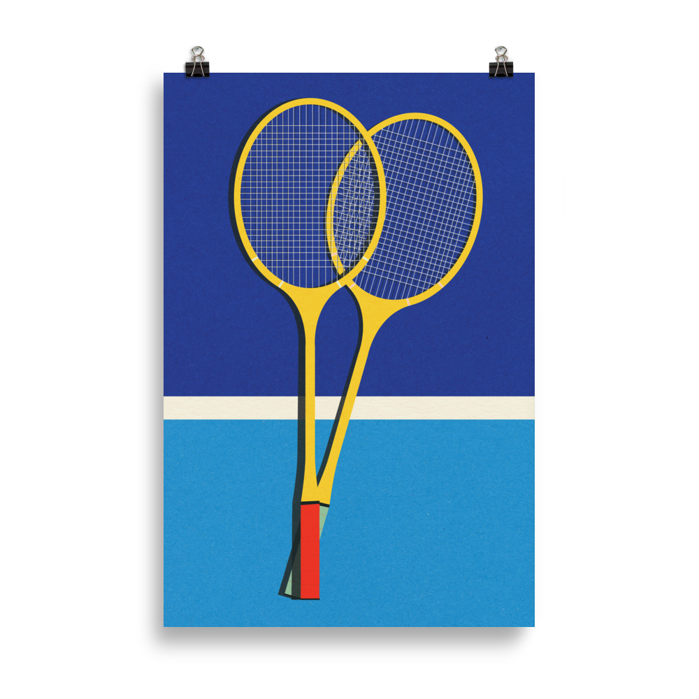 Poster Art Print Illustration – Wooden Badminton Rackets