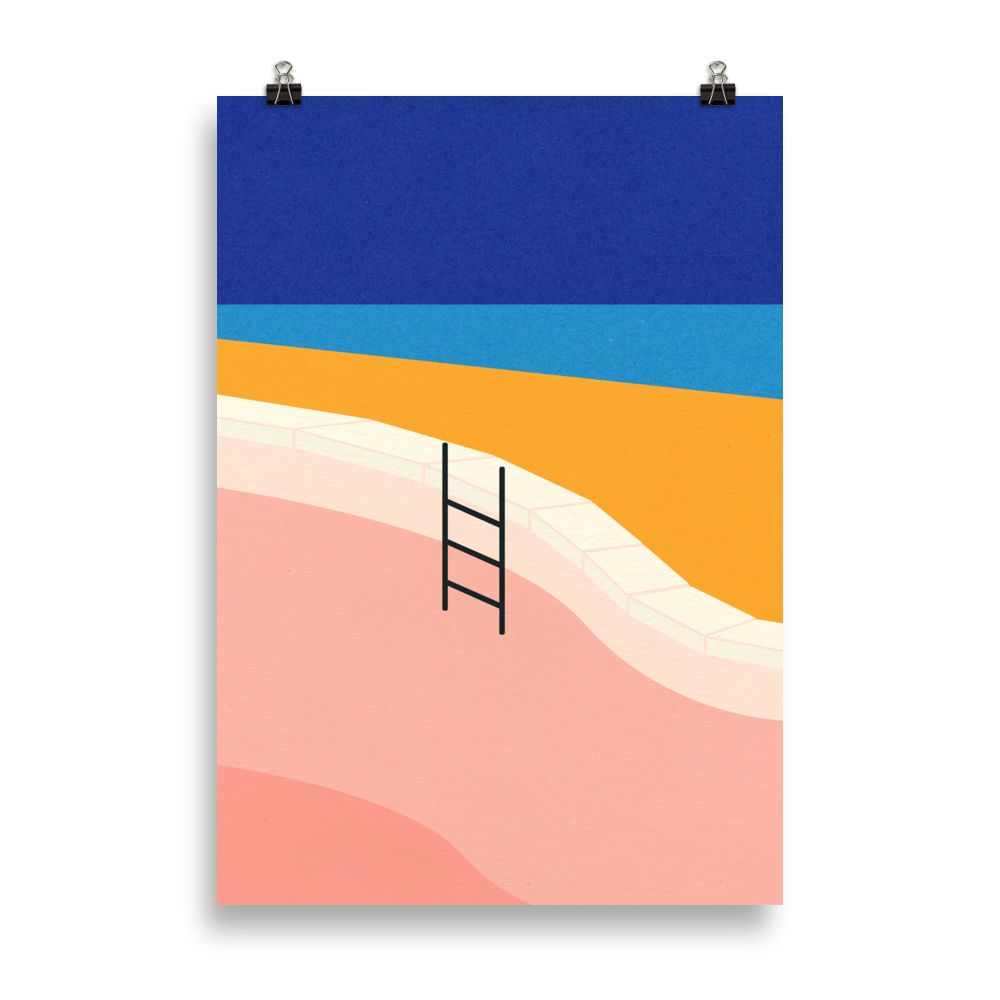 Poster Art Print Illustration – Pool By The Ocean