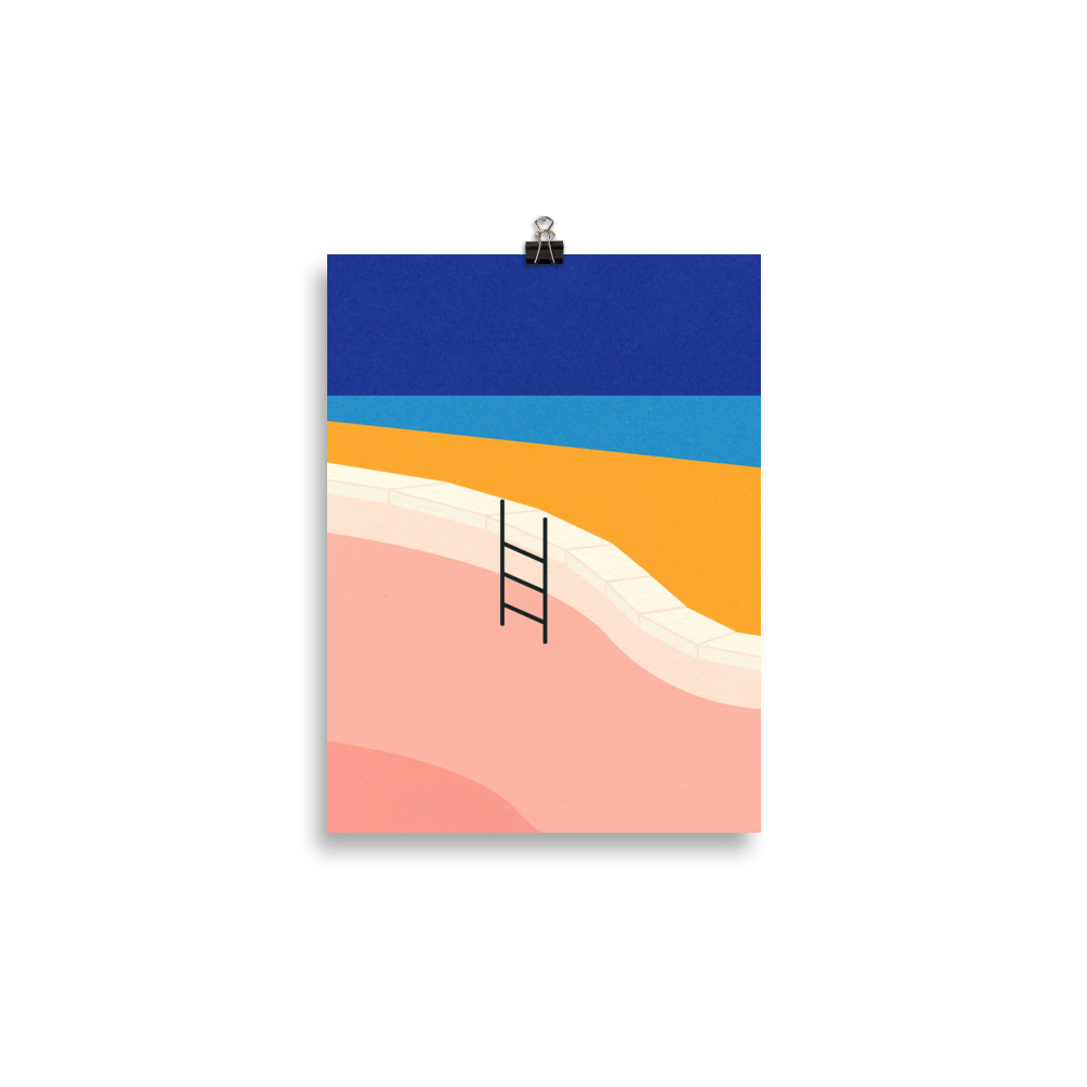 Poster Art Print Illustration – Pool By The Ocean