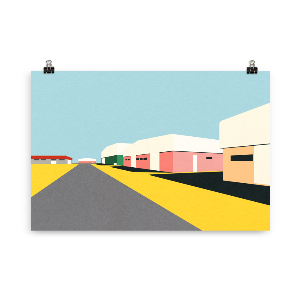 Poster Art Print Illustration – Desert Warehouses
