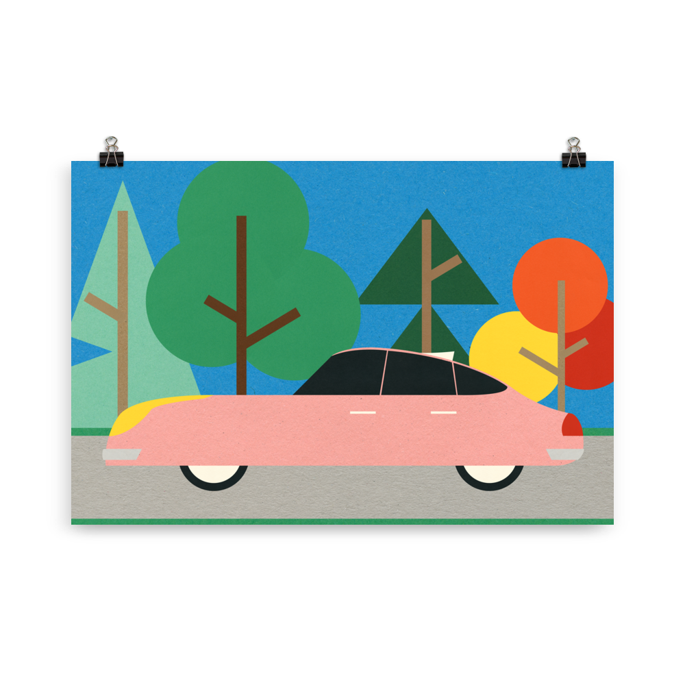 Poster Art Print Illustration – Oldschool Future Car