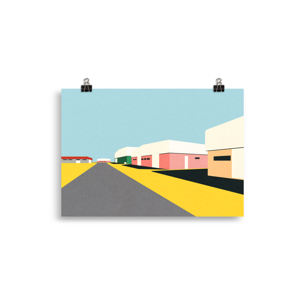 Poster Art Print Illustration – Desert Warehouses