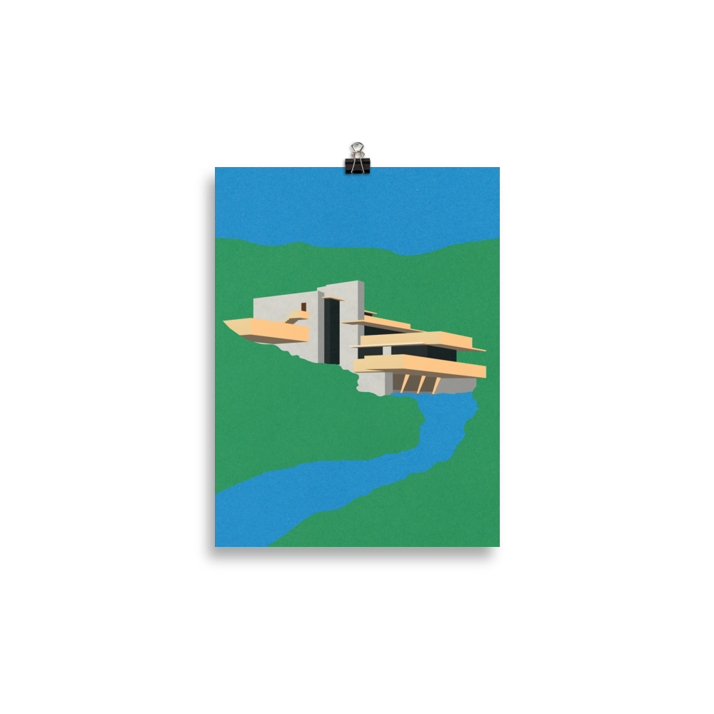 Poster Art Print Illustration – Frank Lloyd Wright Falling Water