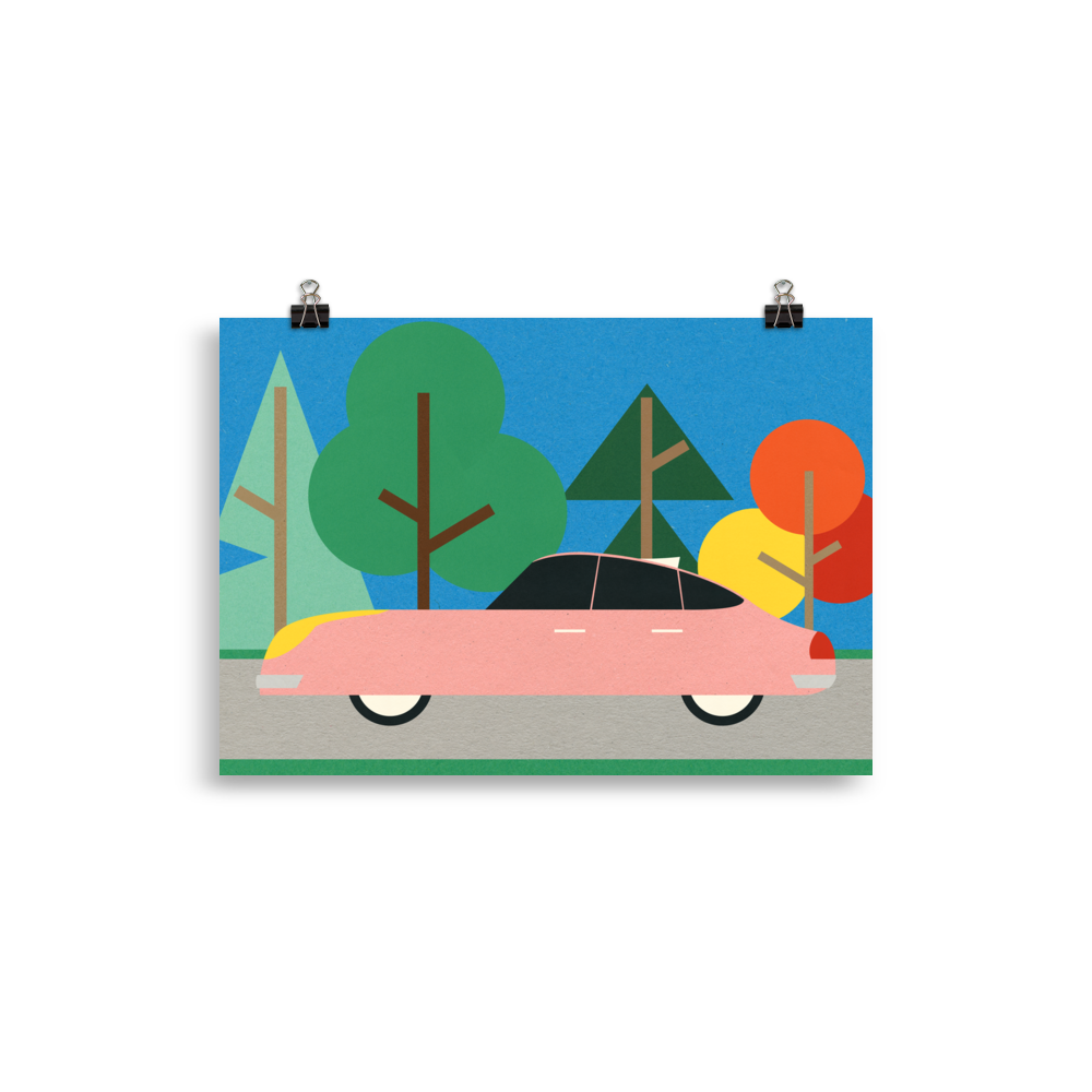 Poster Art Print Illustration – Oldschool Future Car